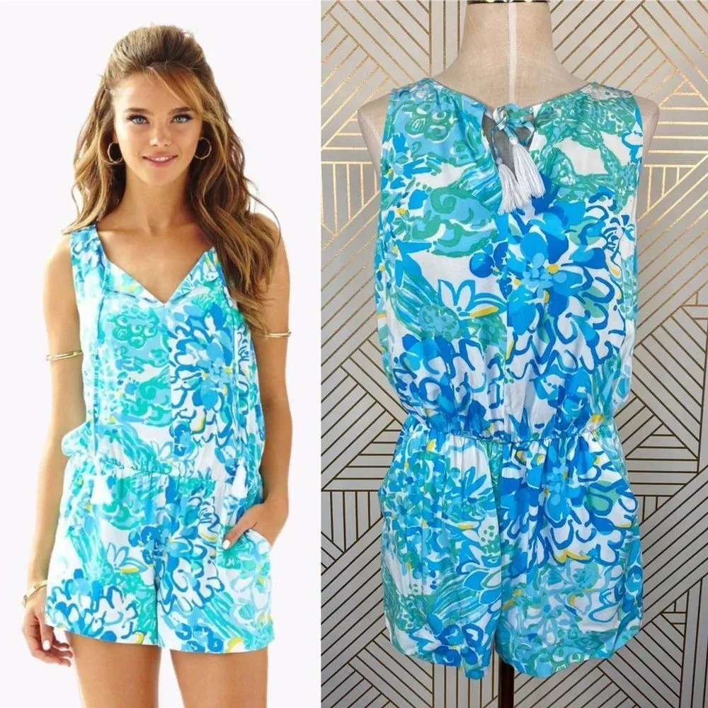 Lilly Pulitzer Tybee Romper Resort White in Pinch